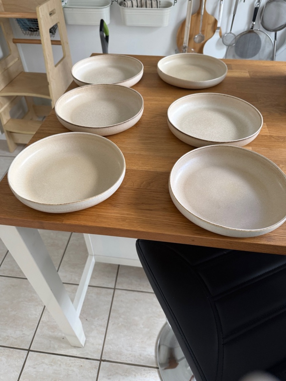 Anthropologie Neutral Cream Matte Ceramic Bowls - Set of 6
